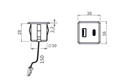 CARGADOR USB-A + USB-C 36X36 MM. 12 V. C/CABLE L150 MM. NEGRO