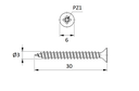 TIRAFONDO LINEA TOP DIN7505A 18-3,0X30 MM. CABEZA PLANA PZ CINCADO