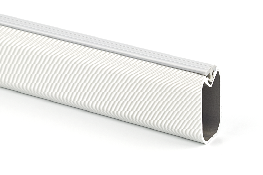 BARRA COLGAR OVAL 30X15 MM. C/GOMA ALUMINIO PLATA MATE (EN 2.350 MM.)