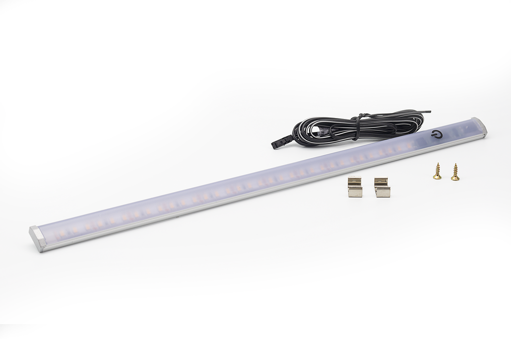 LAMPARA LED "OMEGA SWITCH" INT. S/LUZ 9,6 W./M.L. C/CABLE L2000 MM. BLANCO CALIDO L0250 MM. ALUM.