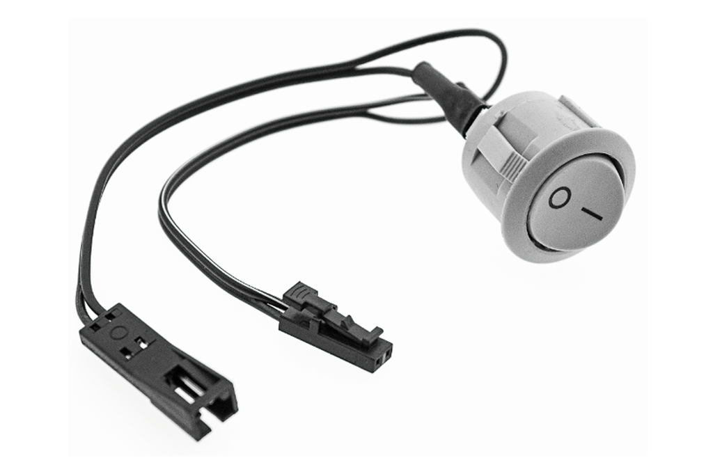 INTERRUPTOR D.20 MM. C/2 CABLES L150 MM. C/CON. MACHO Y CON. HEMBRA GRIS