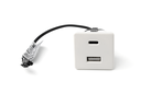 CARGADOR USB-A + USB-C 36X36 MM. 12 V. C/CABLE L150 MM. BLANCO
