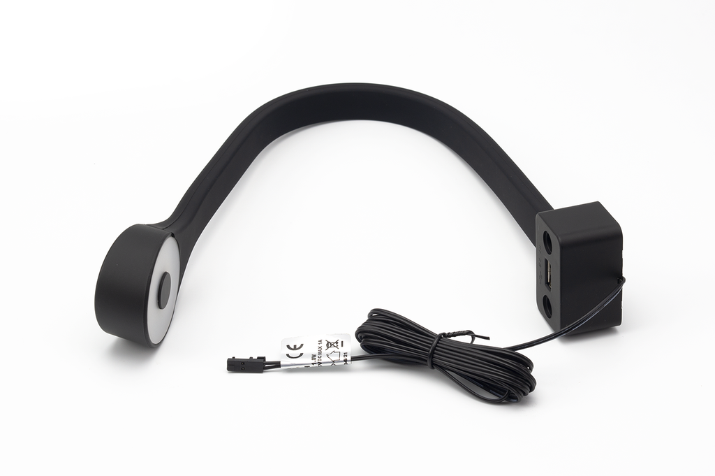 LAMPADA LED "FLEXI RH" FIJ. FRONTAL A/USB A/CABLE L2000 MM. A/PLUG BLANC FRED 1,8 W. 5 V. NEGRE SD