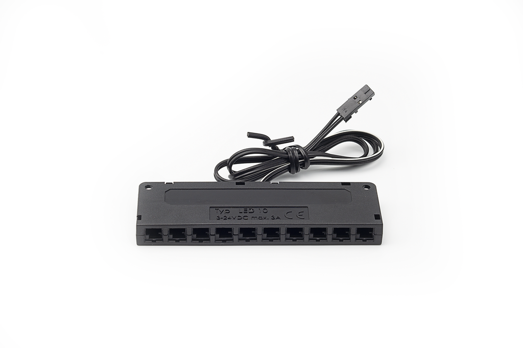 CAJA 10 CONEXIONES C/CABLE L500 MM. C/PLUG MACHO NEGRO