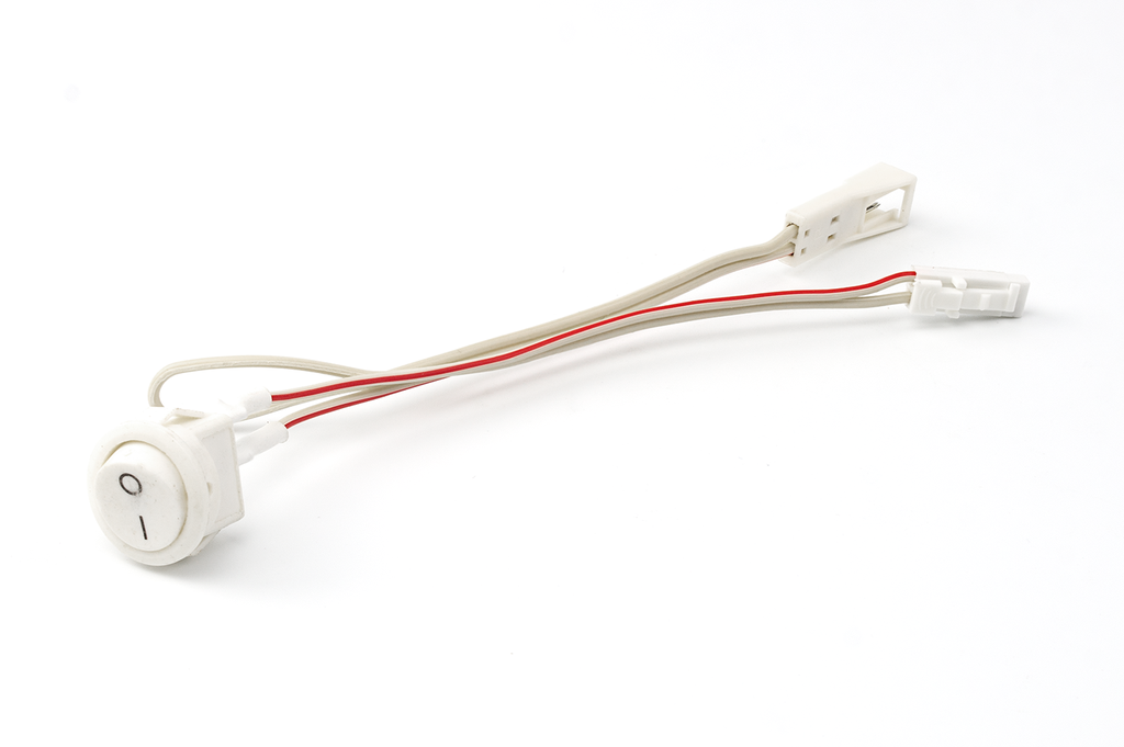 INTERRUPTOR "MINI" D.15 MM. C/2 CABLES L10 MM. C/PLUGS MACHO/HEMBRA BLANCO SD