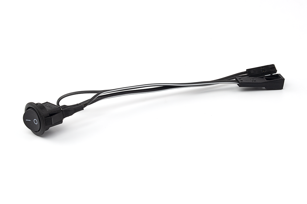 INTERRUPTOR "MINI" D.15 MM. C/2 CABLES L10 MM. C/PLUGS MACHO / HEMBRA NEGRO