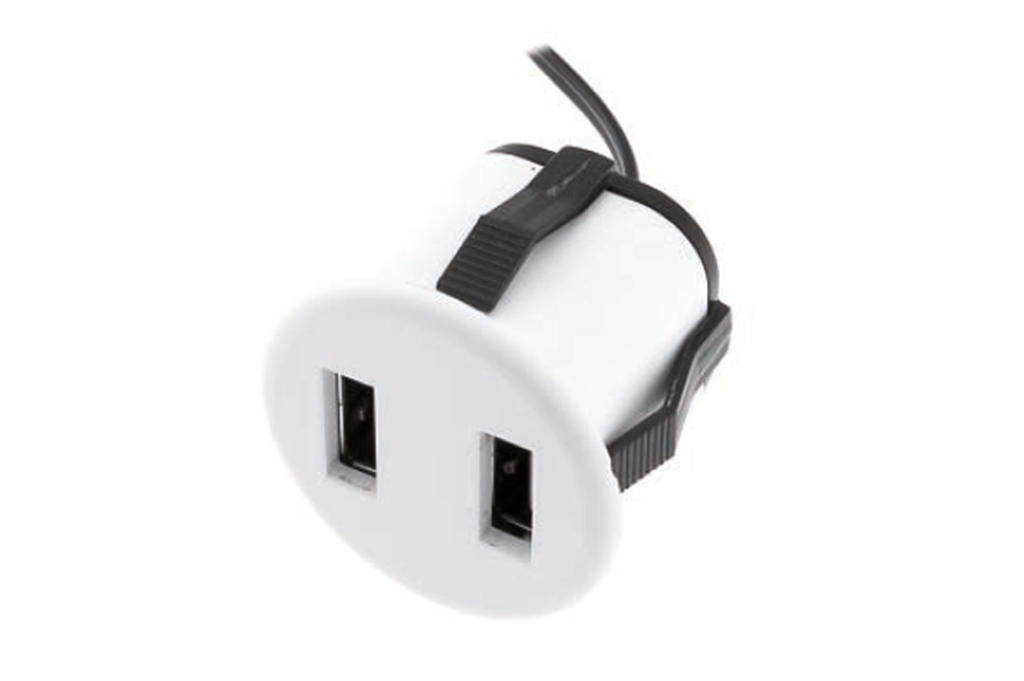 CARGADOR USB D35 MM. 12 V. C/CABLE L150 MM. BLANCO SD