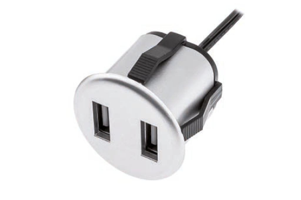 CARGADOR USB D35 MM. 12 V. C/CABLE L150 MM. ALUMINIO