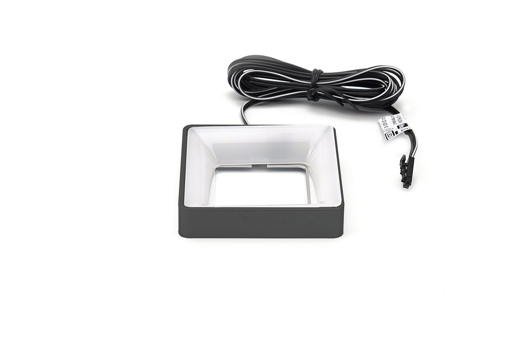 FOCUS LED "QUAD" 70X70 MM. 3W. BLANC CALID A/CABLE 2000 MM. PLASTIC NEGRE SD