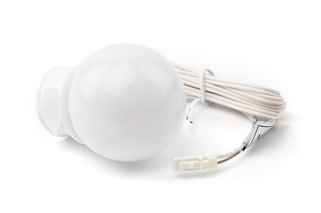 FOCO LED ESFERICO "BULB" D.45,3 MM. 0,5 W. BLANCO NATURAL C/CABLE 2000 MM. PLASTICO BLANCO
