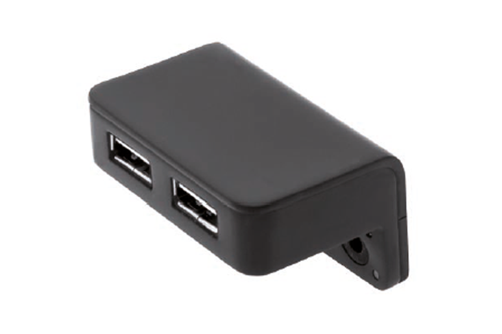 CARGADOR USB SUPERFICIE 50X28 MM. 12 V. C/CABLE L150 MM. NEGRO