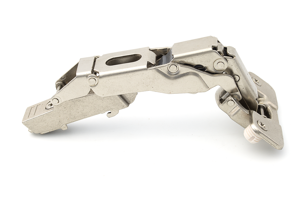 TENS HINGE 35 CLIP HALF OVERLAY W/SOFT CLOSE 165º W/DOWELS 10X10 MM.