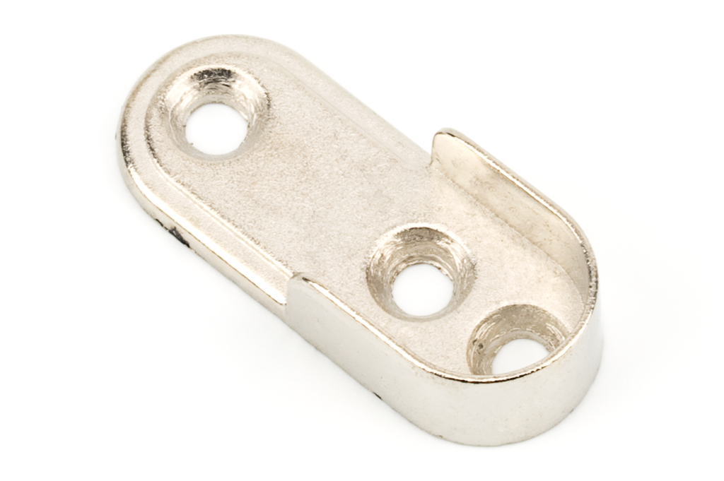 SOPORTE P/BARRA OVAL LATERAL ZAMAK NIQUELADO