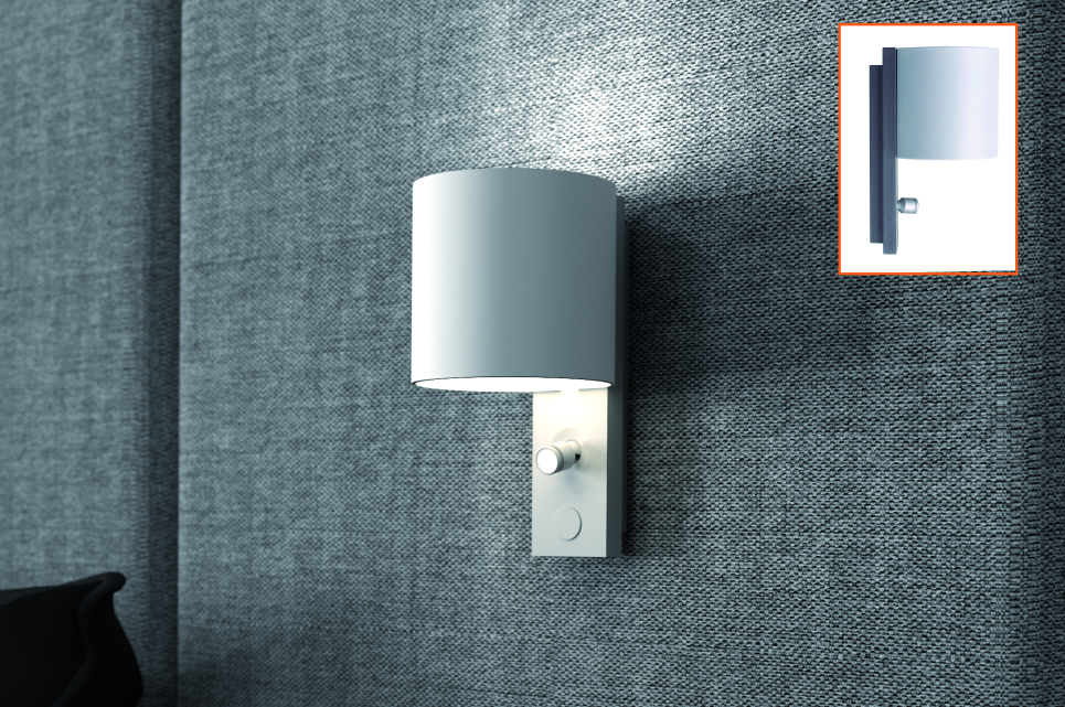 LAMPARA LED "KINKIET" C/INTERRUPTOR Y FOCO ORIENTABLE 3W.12V. S.ALUMINIO/BLANCO NATURAL