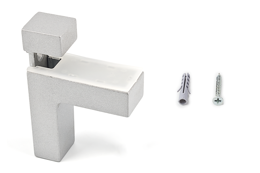 SOPORTE ESTANTE PARED DECORATIVO "QUAD 2" 4/40 MM. 40 KG. PLATA MATE