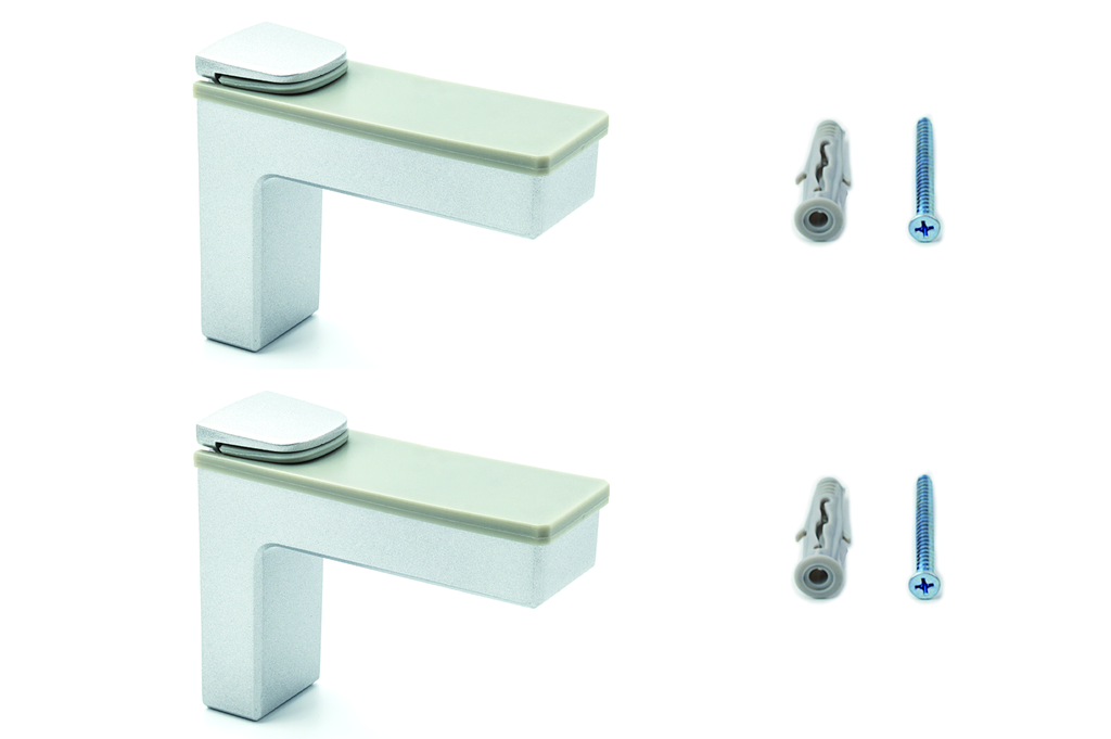 SOPORTE ESTANTE PARED DECORATIVO "SQUADRO 3" L5/50 MM. 20 KG. ALUMINIO MATE (JGO 2 UDS) GR3275124