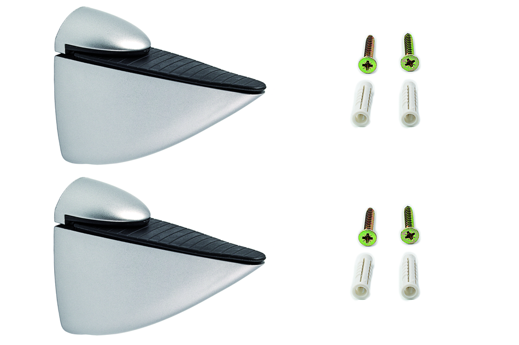 SOPORTE ESTANTE PARED DECORATIVO "PELICANO" 4/35 MM. 20 KG. PLATA MATE (JGO. 2 UDS.)