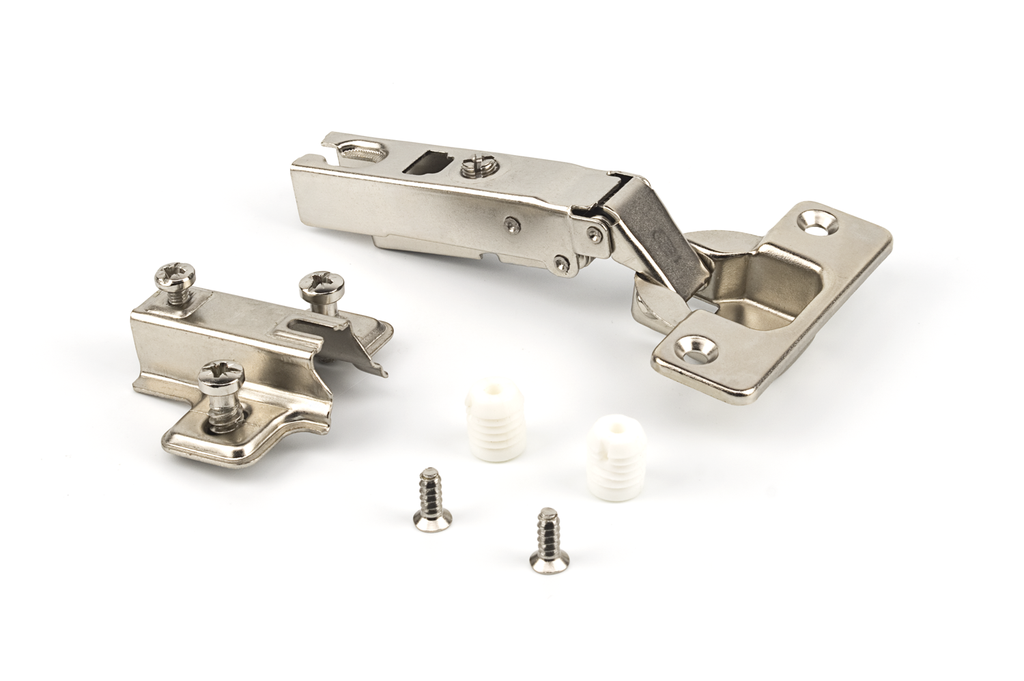 POLYBAG HINGE 35 SLIDE-ON FULL OVERLAY W/SOFT CLOSE W/DOWELS 10X12 MM.+TWO HOLES PLATE  H-0 W/EUROSC