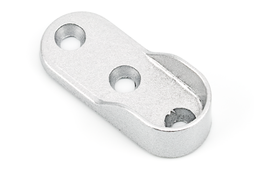 SOPORTE P/BARRA OVAL LATERAL ZAMAK PLATA LISO