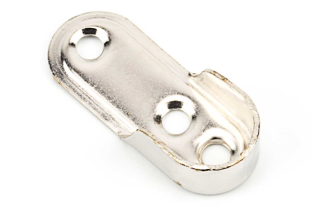 SOPORTE P/BARRA OVAL LATERAL CHAPA NIQUELADO