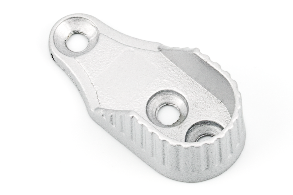 SOPORTE P/BARRA OVAL LATERAL RAYAS ZAMAK GRIS PLATA