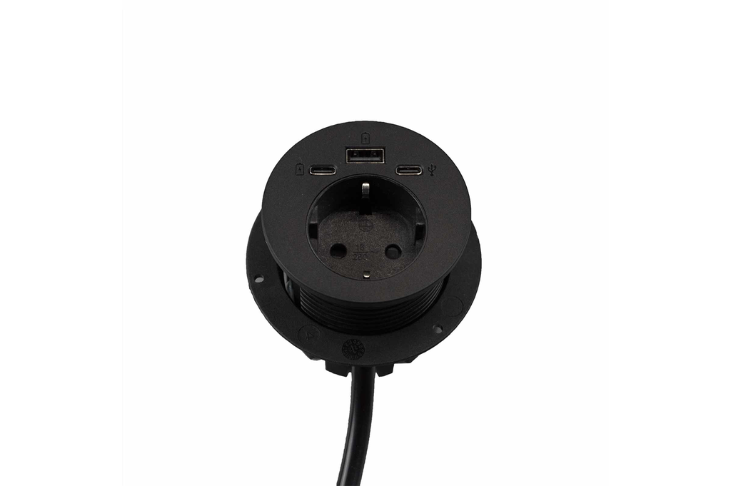 MULTITOMA EXIT SPOT A2C D.60 MM. C/USB-A USB-C CARGA USB-C DATOS NEGRO