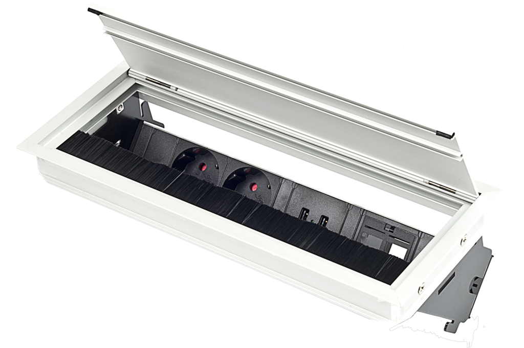 PASACABLES C/MULTITOMA EXIT 45 PLUS 120X289,5X25 MM. C/2 SCHUKOS 2 USB ALUMINIO