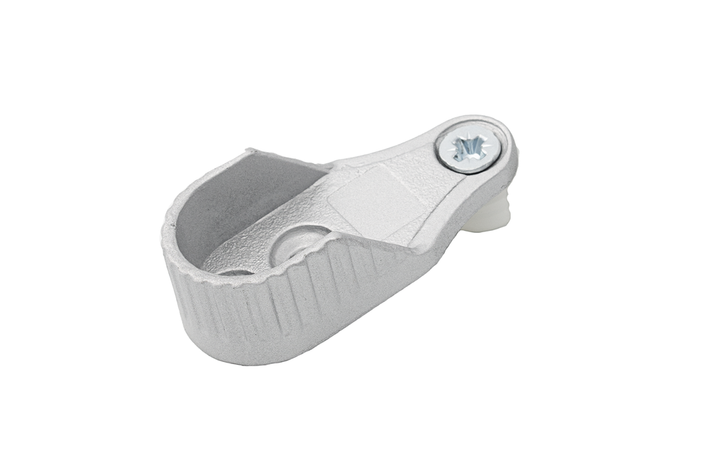 SOPORTE P/BARRA OVAL LATERAL RAYAS C/TETON 10X7 ZAMAK GRIS PLATA