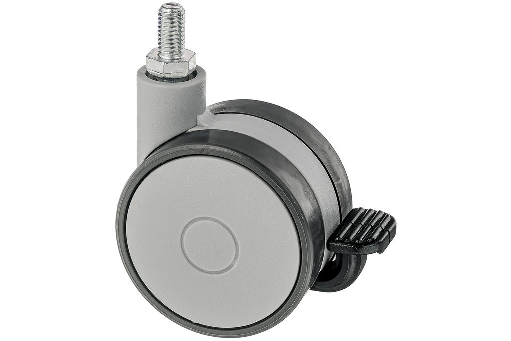 RUEDA "SPEEDY 60/20" D.60 MM. S NYLON GRIS 03 D GRIS 03 G GRIS PERNO M8X15 MM. FRENO NEGRO