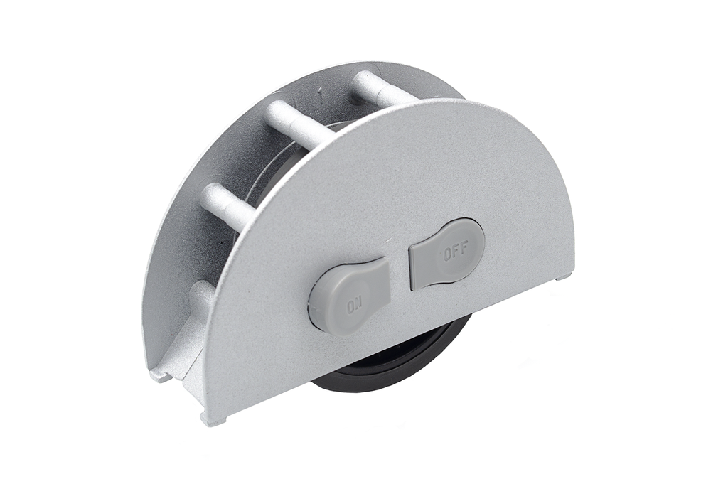 RUEDA ENCASTE "ON-OFF" D.60 MM. AG25 MM. C/ FRENO GOMA GRIS