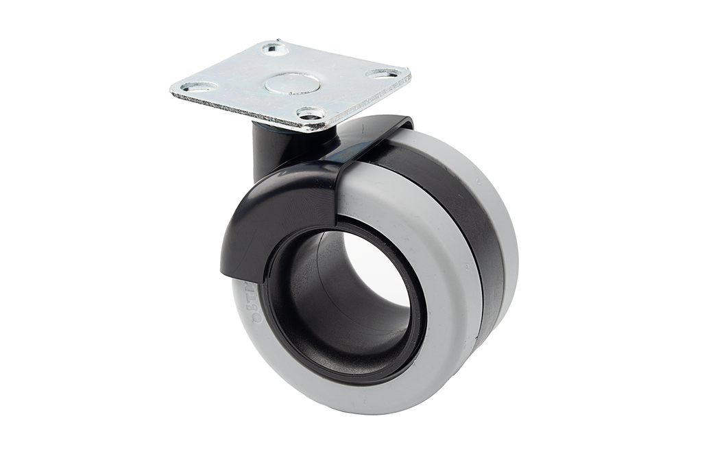 RODA"ROTOLA OFFICE" D.68 MM. S NYLON NEGRE G GRIS A/PLATINA 47X47 MM. SD