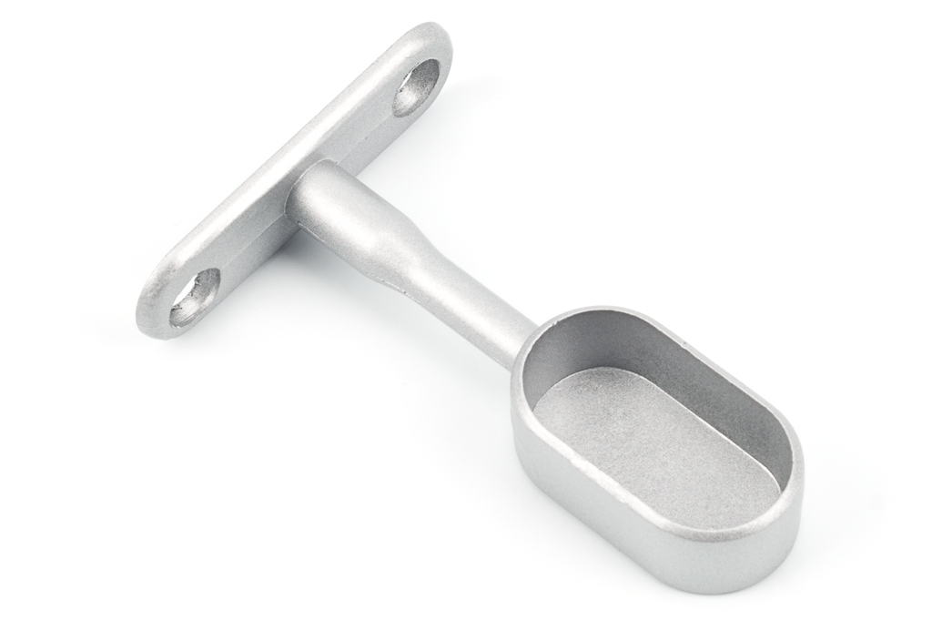 SOPORTE P/BARRA OVAL SUPERIOR CIEGO 30X70 MM. GRIS PLATA