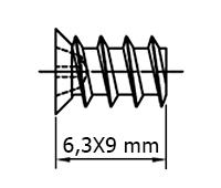 TORNILLO EURO 6,3X9 MM. CABEZA PLANA (7,0) CINCADO