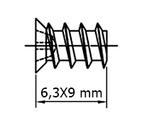 TORNILLO EURO 6,3X9 MM. CABEZA PLANA (7,7) CINCADO