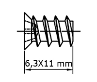 TORNILLO EURO 6,3X11 MM. CABEZA PLANA (7,0) CINCADO