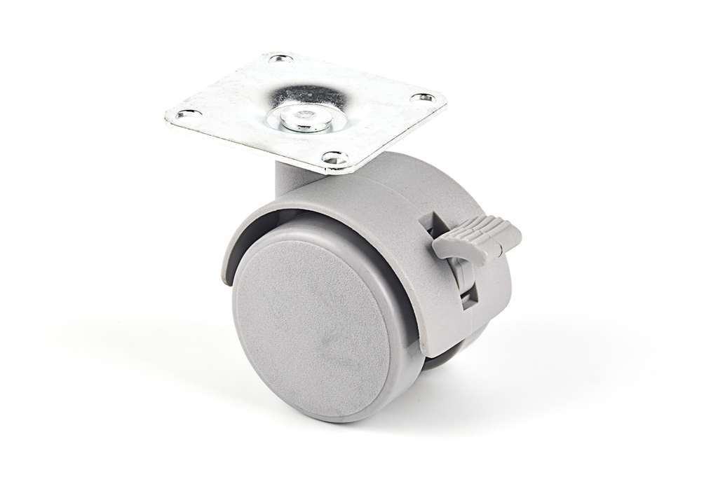 RUEDA "SERIE 40" D.40 MM. C/PLETINA 42X42 MM. C/FRENO GRIS