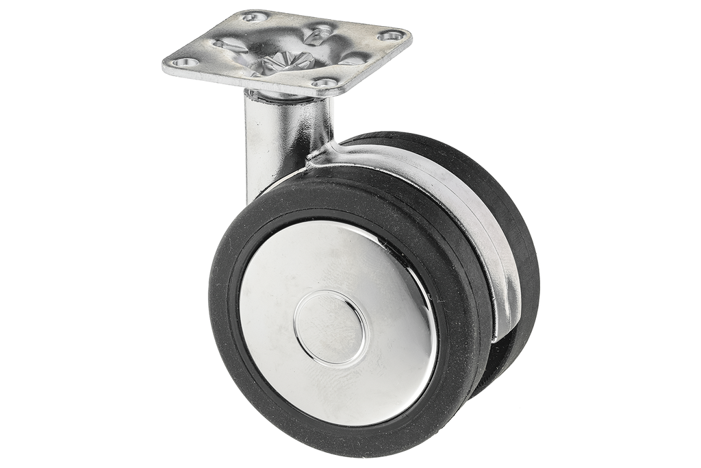 RUEDA "310" D.60 MM. S CROMO G NEGRO C/PLETINA