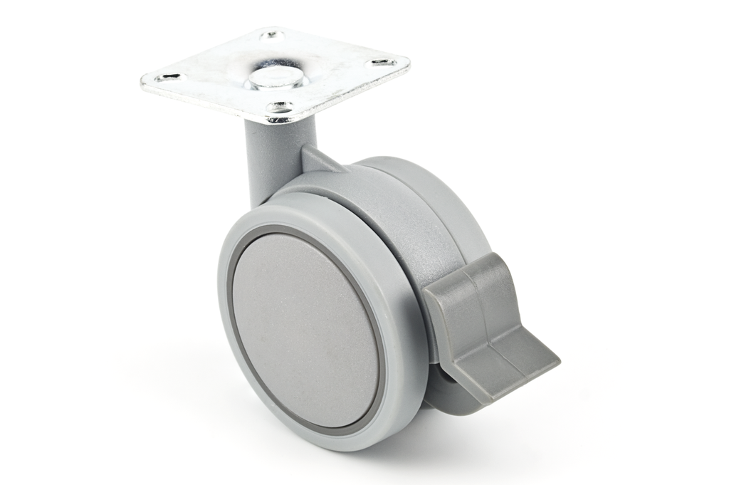 RUEDA "SERIE O" D.60 MM. S/D/G GRIS C/PLETINA C/FRENO GRIS