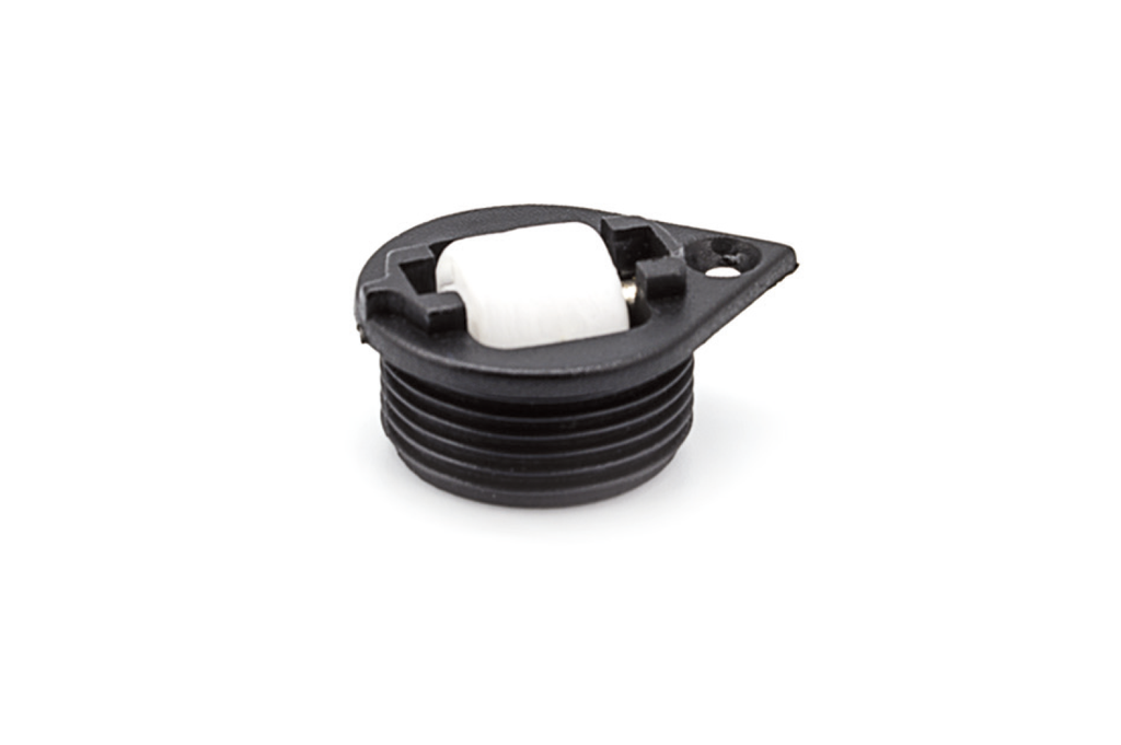RUEDA ENCASTE "FIJA SOPORTE GIRATORIO" D.22,5/13 MM. AG>16 MM. NYLON BLANCO
