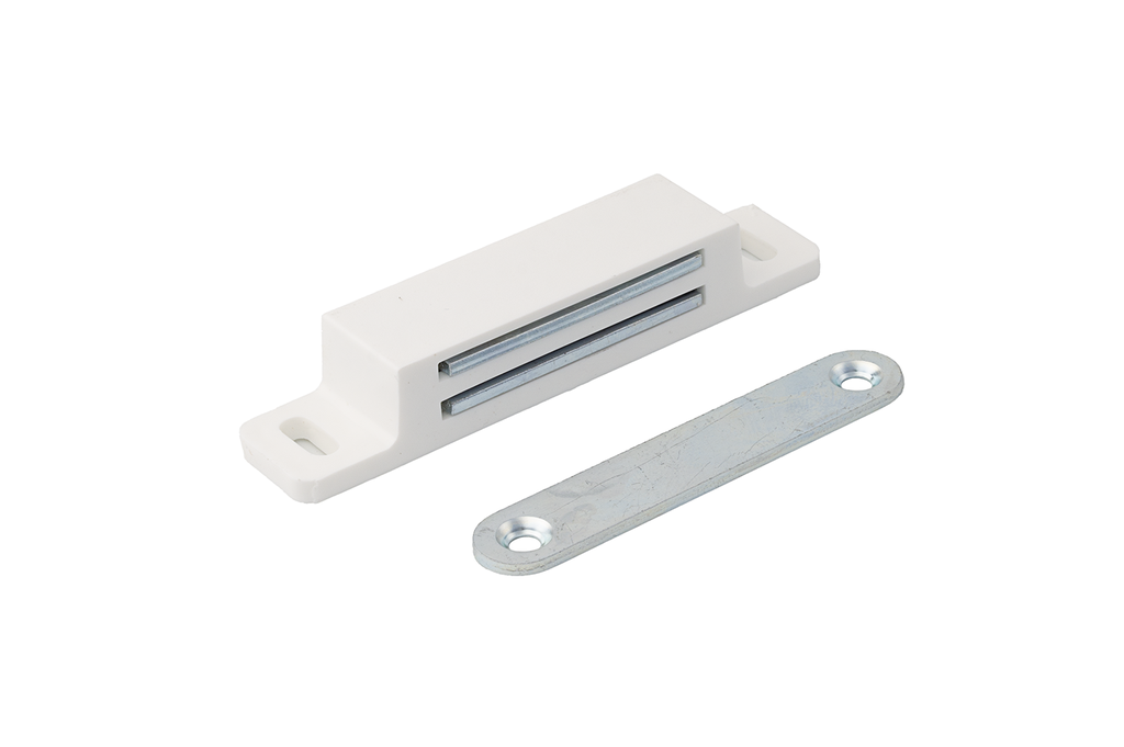 CIERRE IMAN SUPERFICIE RECTANGULAR 87X10X15 MM. P/PUERTAS PESADAS M/T BLANCO SD