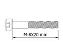 TORNILLO DIN912 M-8X20 MM. CABEZA CILINDRICA ALLEN CINCADO