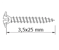 TORNILLO TIRADOR DIRECTO DIN3128 19-3,5X25 MM. CABEZA ALOMADA PZ CINCADO