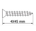 TIRAFONDO DIN7505A 20-4,0X45 MM. CABEZA PLANA PZ CINCADO