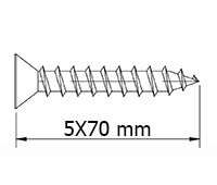 TIRAFONDO DIN7505A 22-5,0X70 MM. CABEZA PLANA PZ CINCADO