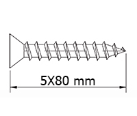 TIRAFONDO LINEA TOP DIN7505A 22-5,0X80 MM. CABEZA PLANA PZ CINCADO