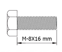 TORNILLO DIN933 M-8X16 MM. CABEZA HEXAGONAL CINCADO