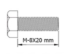 TORNILLO DIN933 M-8X20 MM. CABEZA HEXAGONAL CINCADO