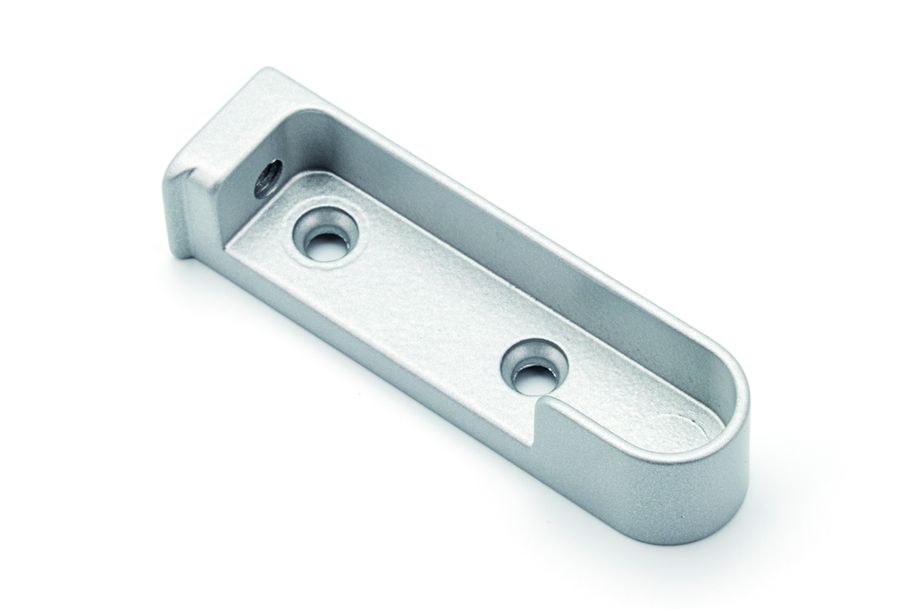 SOPORTE P/BARRA OVAL LATERAL/SUPERIOR H77 MM. DERECHA PLATA MATE SD