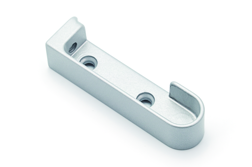 SOPORTE P/BARRA OVAL LATERAL/SUPERIOR H77 MM. IZQUIERDA PLATA MATE