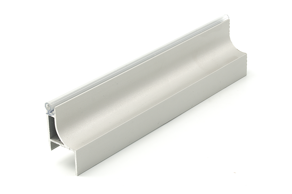 CORTE (511 MM.):  PERFIL TIRADOR GOLA ALTO AG19 MM. C/GOMA ALUMINIO PLATA MATE (EN 4.000 MM.) -852-